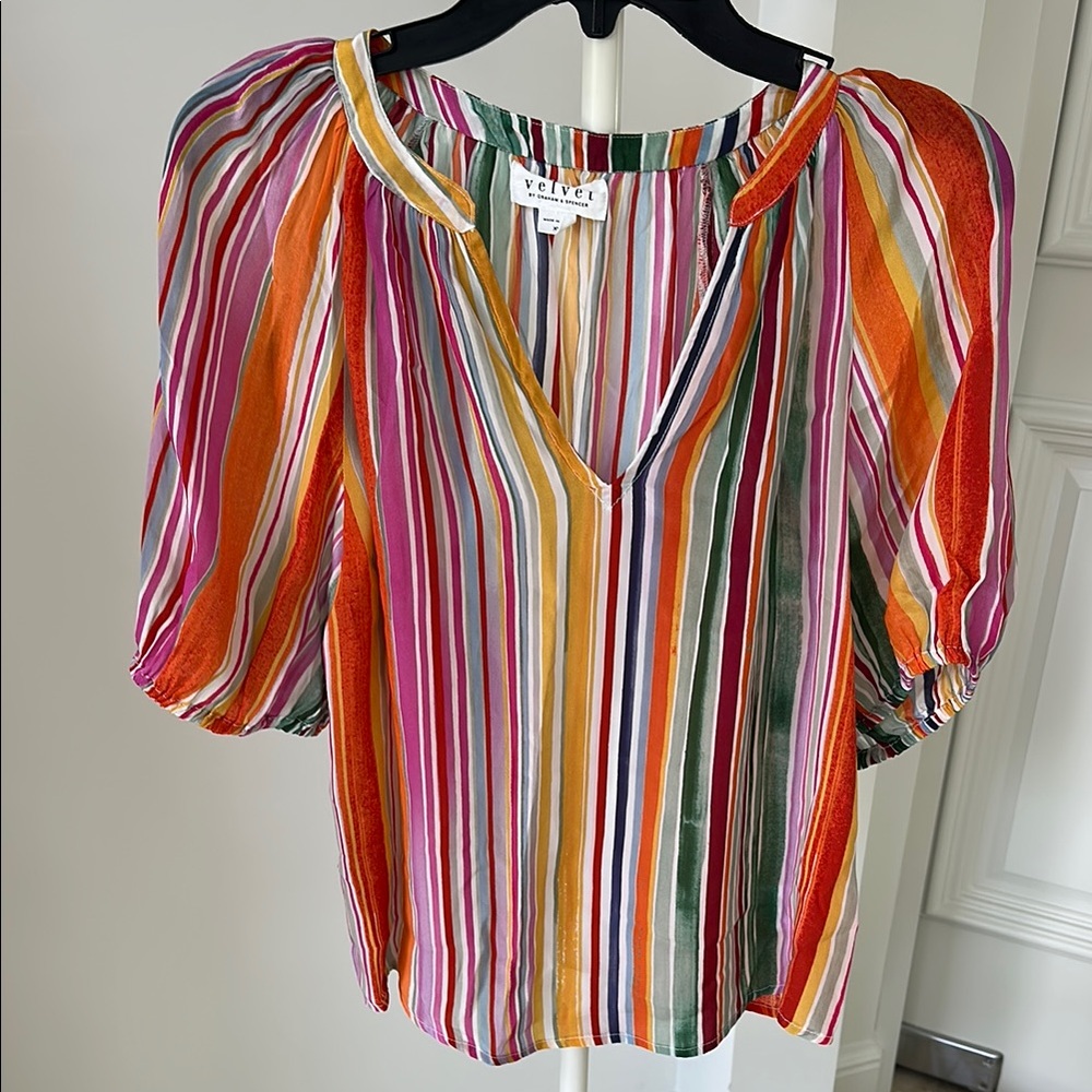 Velvet by Graham & Spencer Women's Multicolor Striped Top